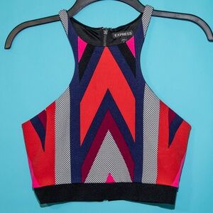 Express Multi-Color Geometric Top, Size X-Small
